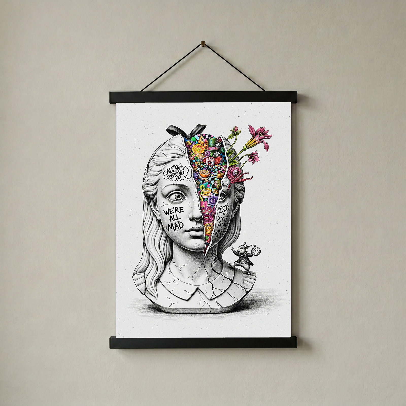 We're All Mad Here Alice — Surreal Wonderland Wall Art Print
