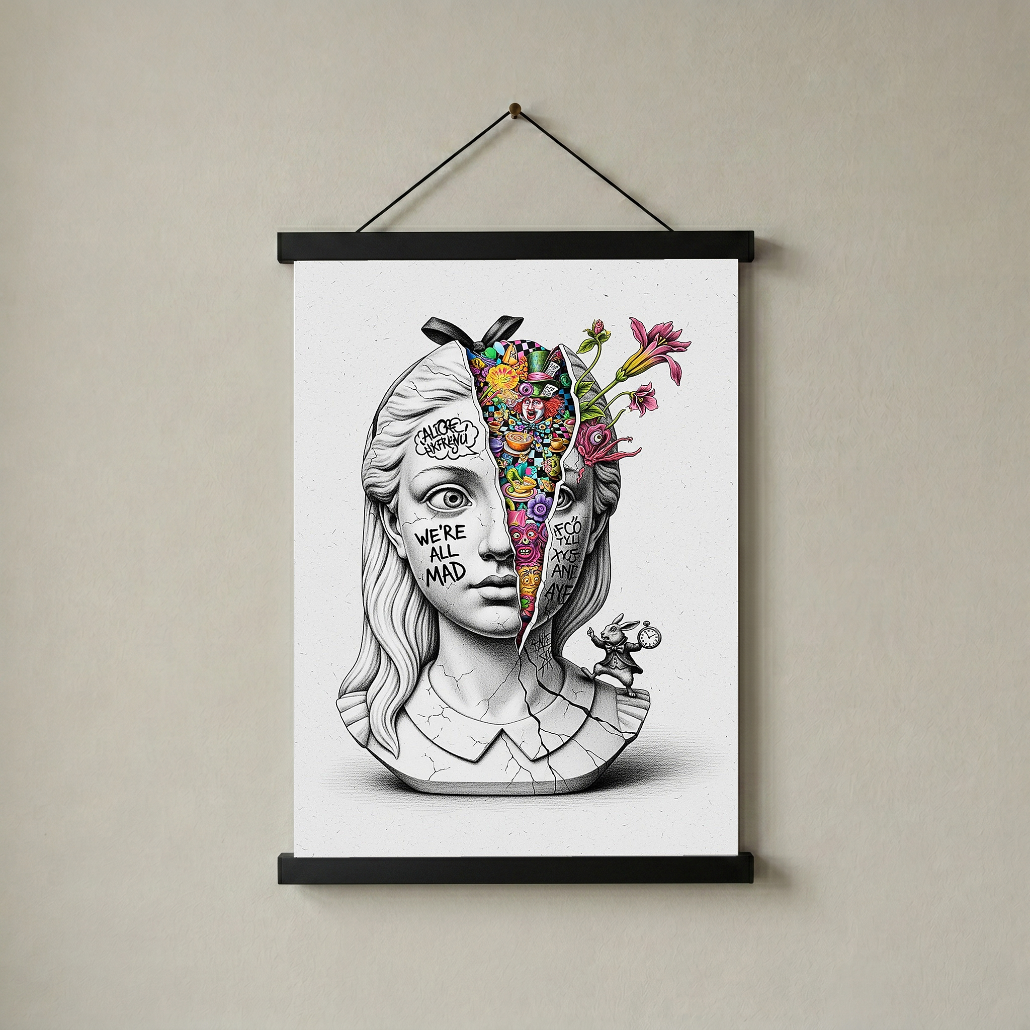 We're All Mad Here Alice — Surreal Wonderland Wall Art Print