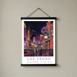 Las Vegas Travel Poster — Neon Strip Night Cityscape Print
