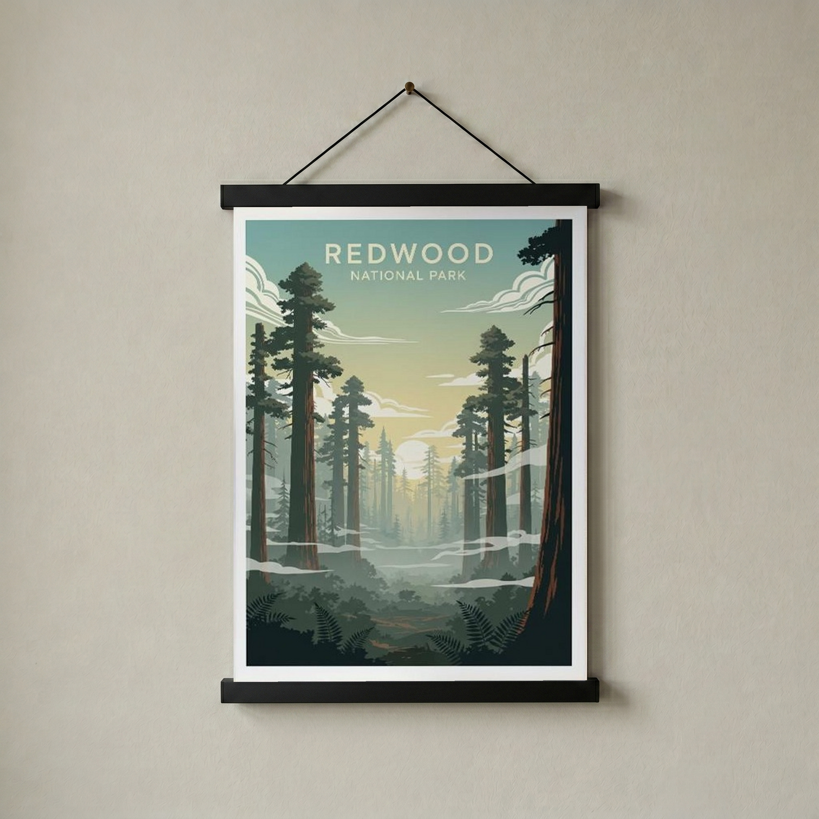 Redwood National Park Poster — Vintage California Towering Forest Print