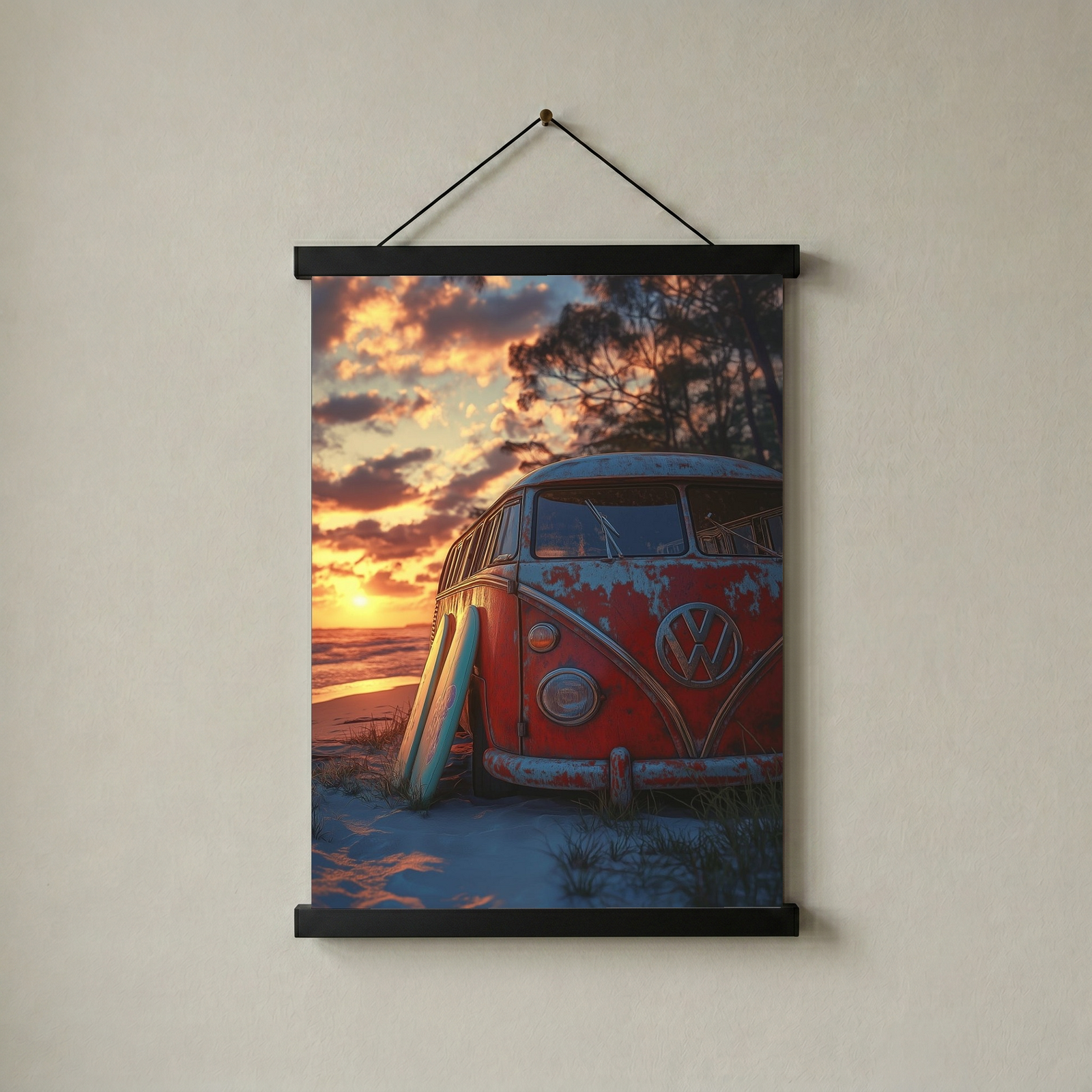 Van in Time Wall Art Print — Vintage Camper Van Travel Poster