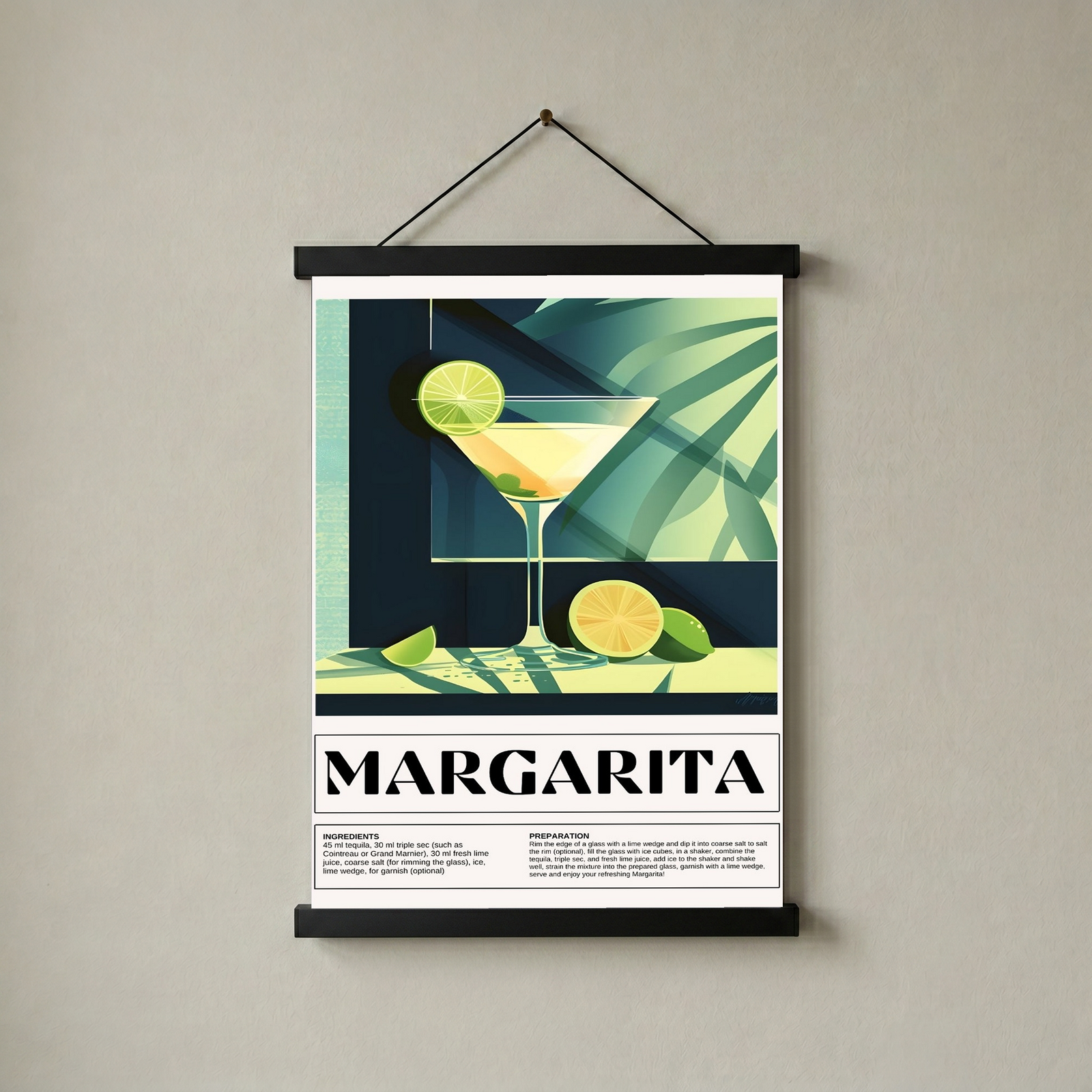 Margarita Wall Art Print — Classic Tequila Cocktail Poster