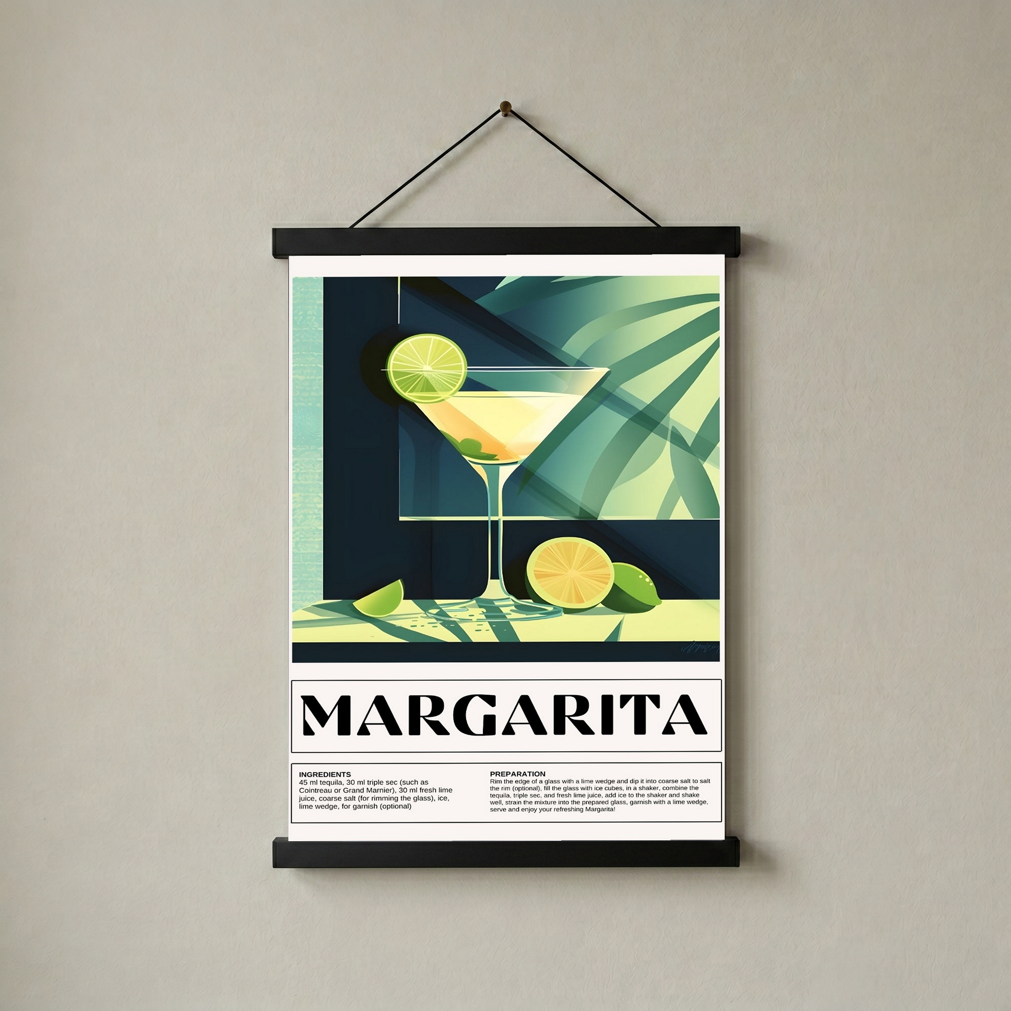 Margarita Wall Art Print — Classic Tequila Cocktail Poster