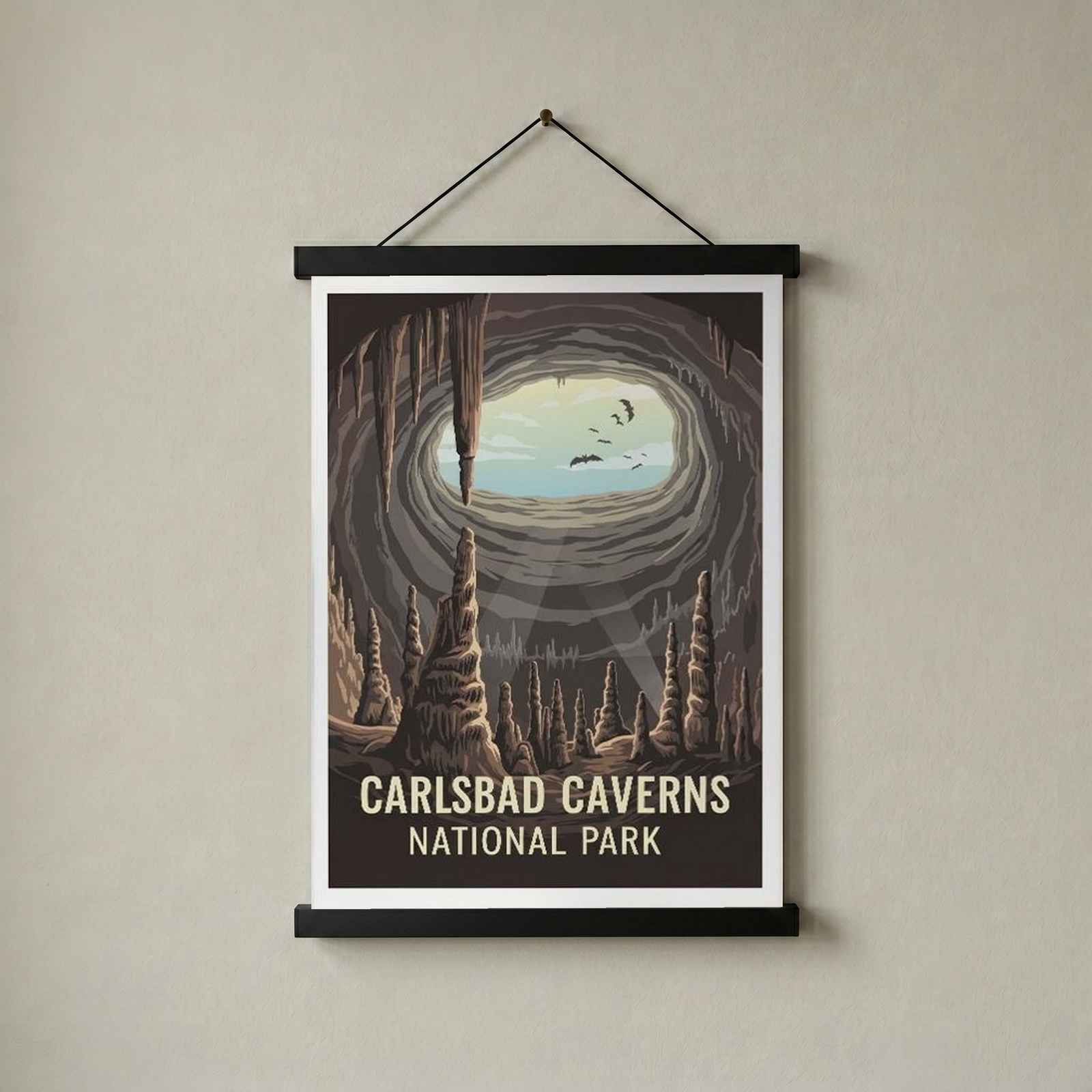 Carlsbad Caverns National Park Poster — Vintage New Mexico Bat Cave Print