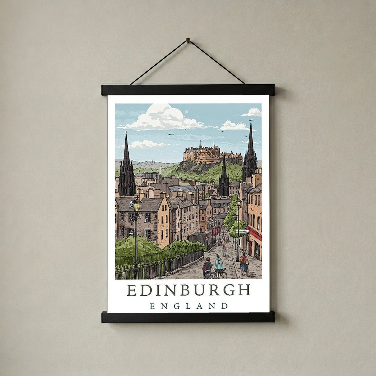 Edinburgh Scotland Travel Poster — Castle Royal Mile Old Town Print