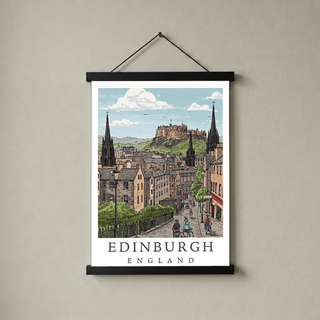 Edinburgh Scotland Travel Poster — Castle Royal Mile Old Town Print