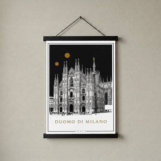 Duomo di Milano Italy Poster — Milan Cathedral Gold Moons Print