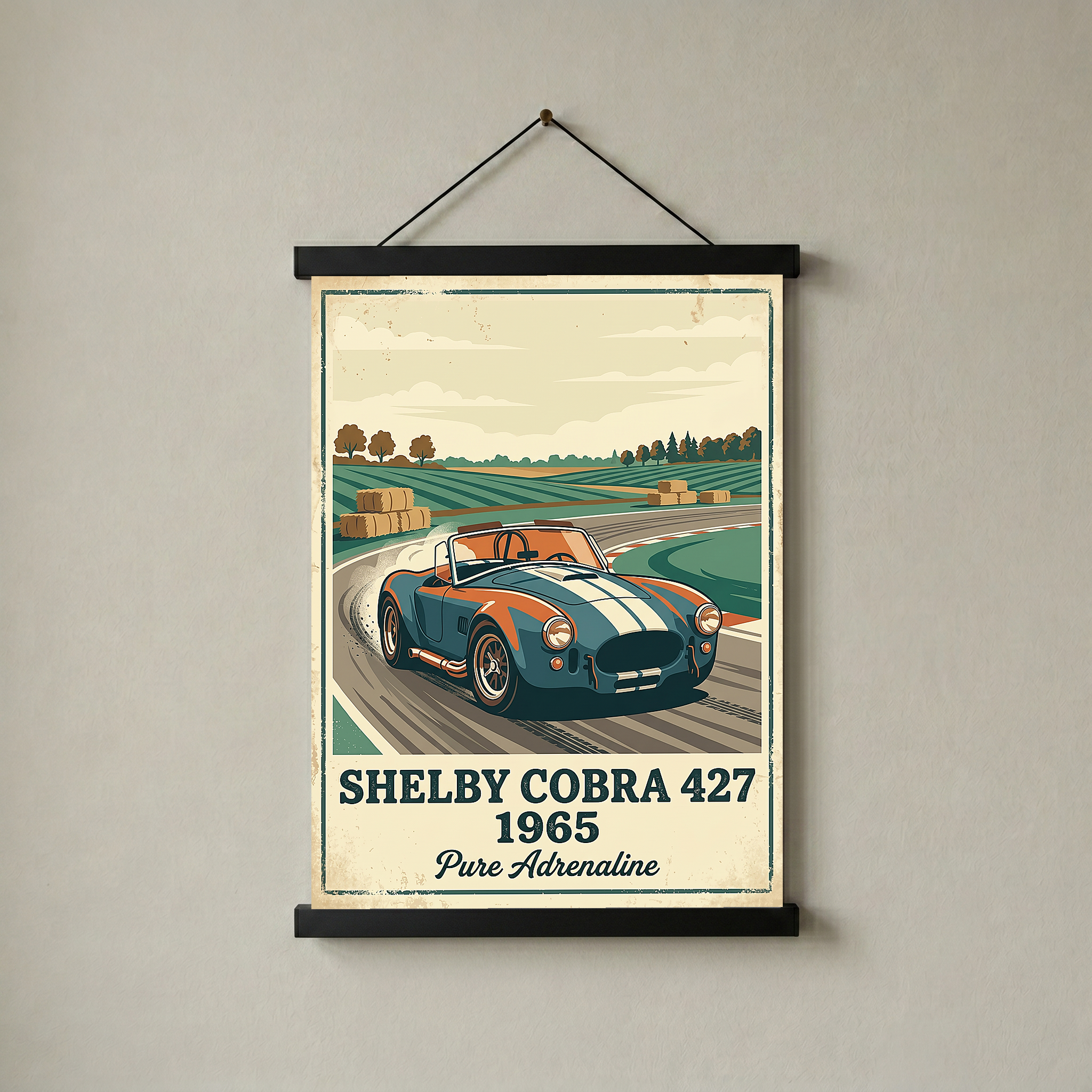 Shelby Cobra 427 1965 Poster — Vintage Race Track Roadster Print