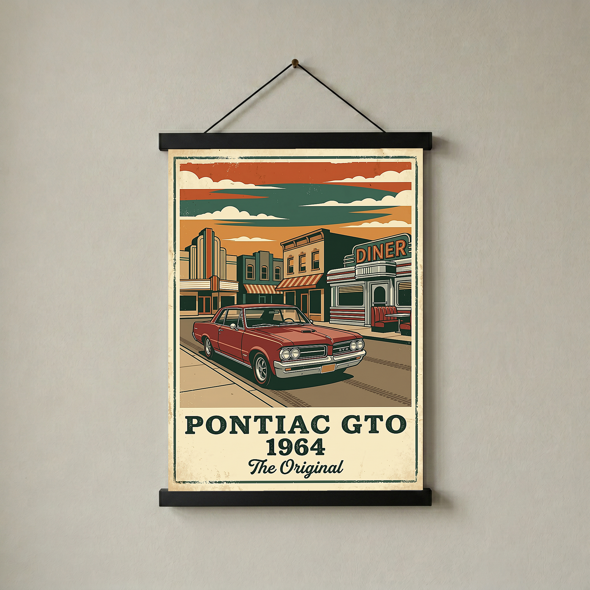 Pontiac GTO 1964 Poster — Vintage Muscle Car Diner Main Street Print