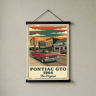 Pontiac GTO 1964 Poster — Vintage Muscle Car Diner Main Street Print