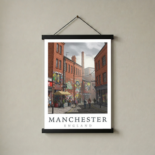 Manchester England Travel Poster — Northern Quarter Street Art Print