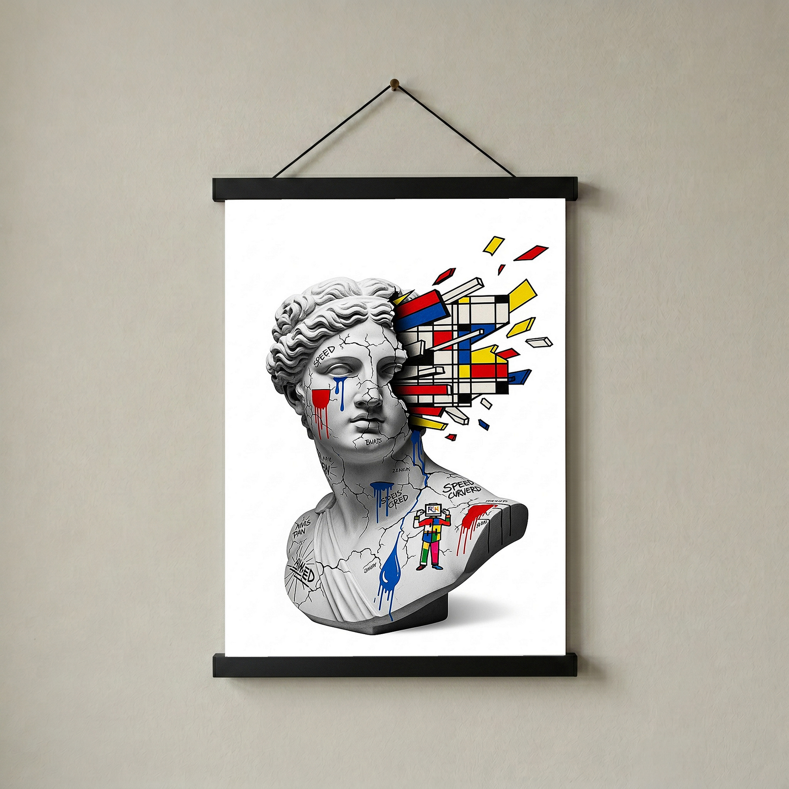 Mondrian Explosion — Surreal Venus Bust Wall Art Print