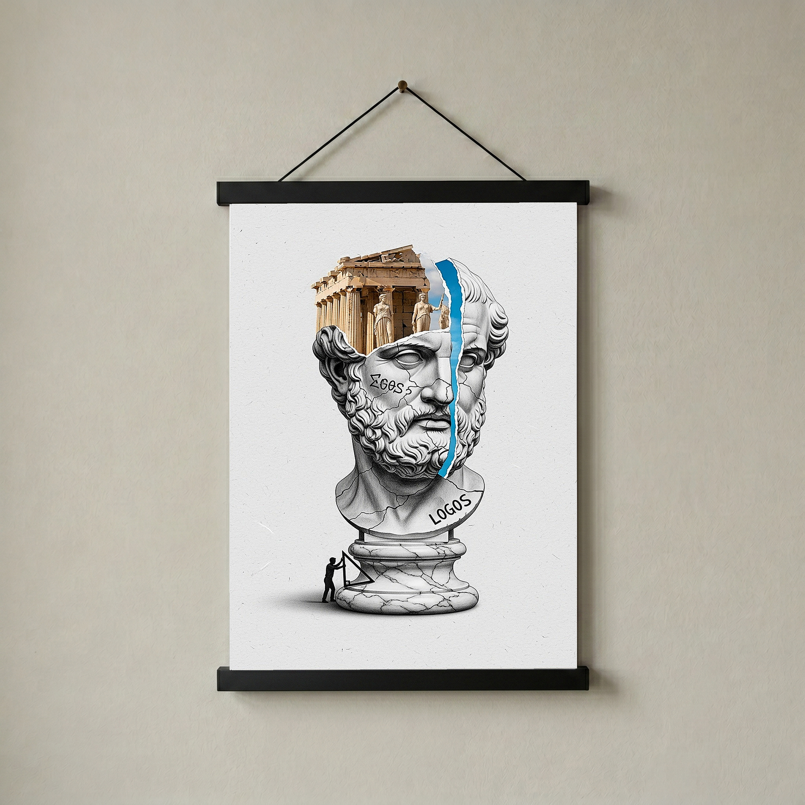 Logos Parthenon — Surreal Philosopher Bust Wall Art Print