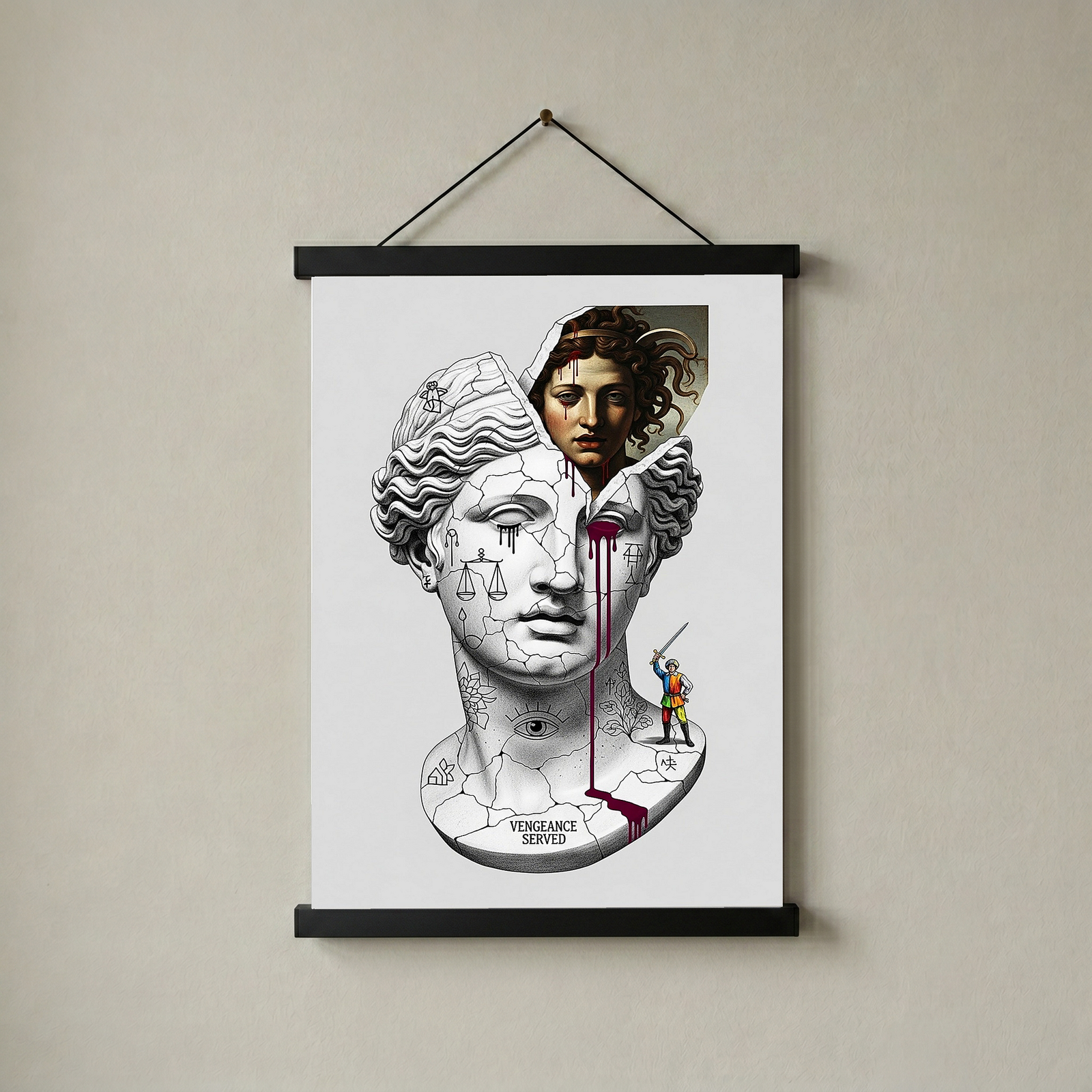 Vengeance Served Medusa V2 — Surreal Greek Mythology Wall Art Print