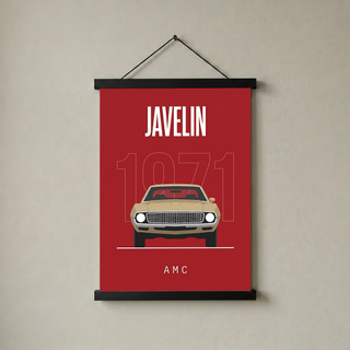 AMC Javelin 1971 Minimalist Poster — Red Muscle Car Line Art