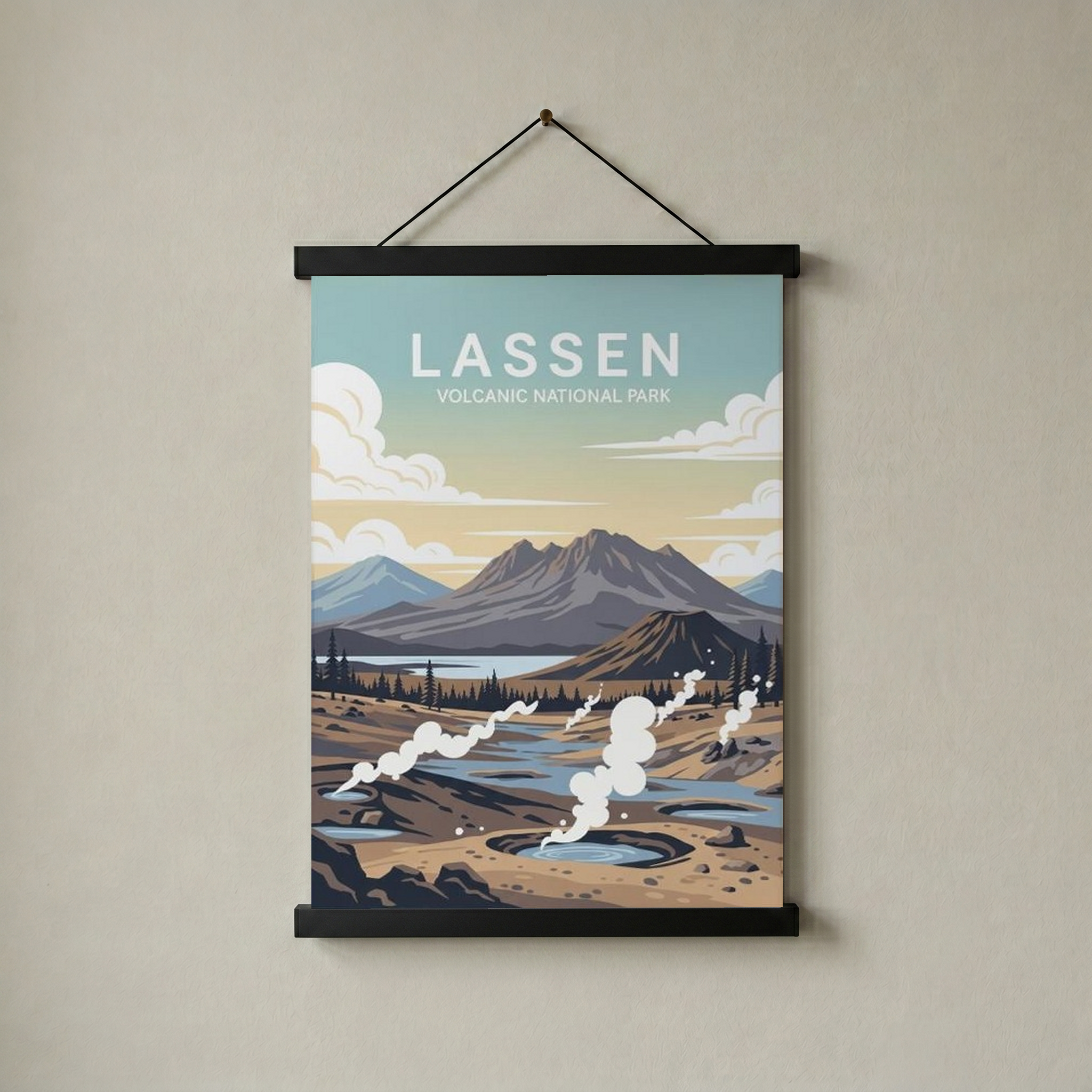 Lassen Volcanic National Park Poster — Vintage California Hydrothermal Print