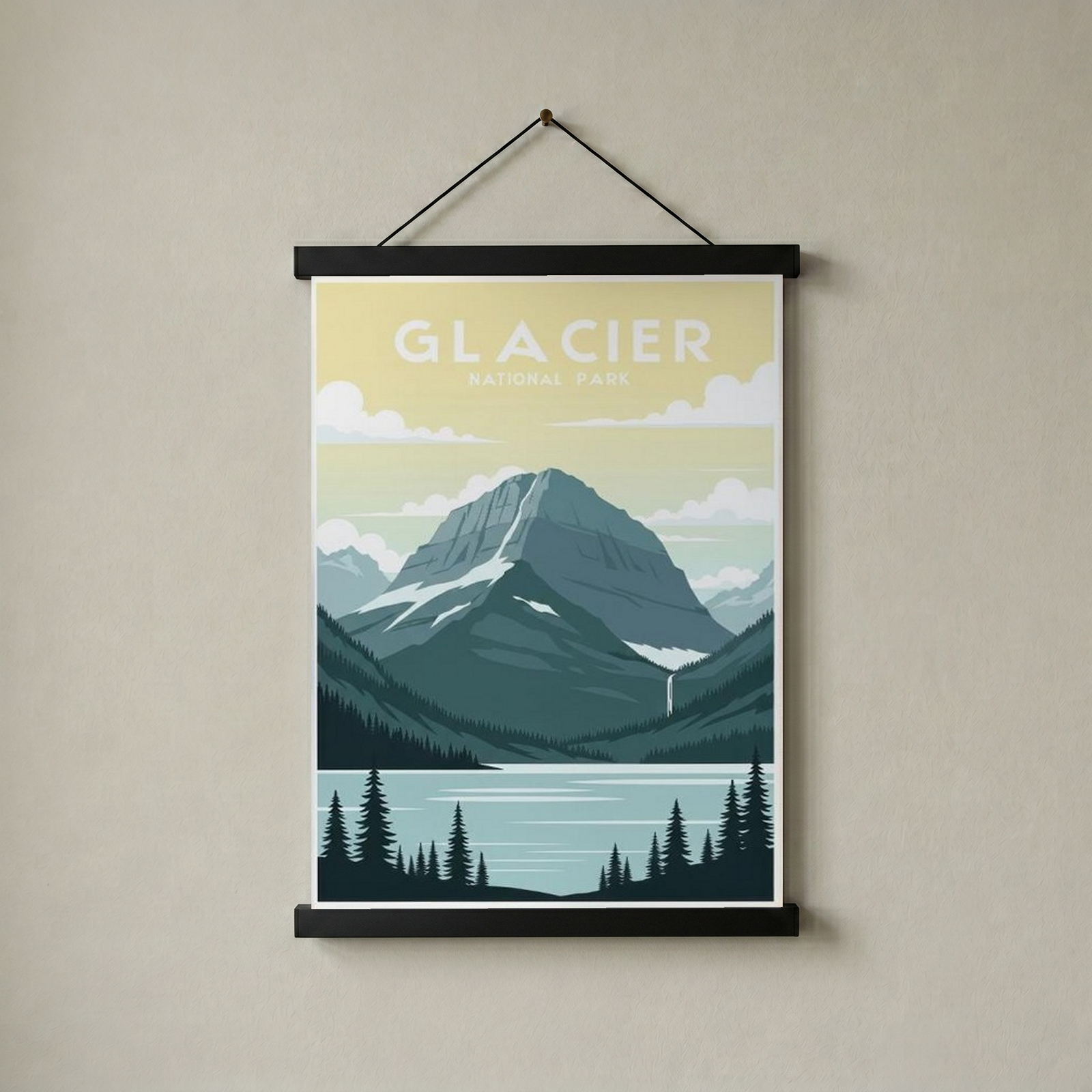 Glacier National Park Poster — Vintage Montana Rocky Mountain Lake Print
