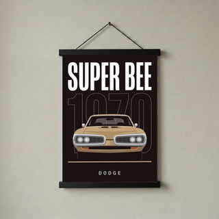 Dodge Super Bee 1970 Minimalist Poster — Black Muscle Car Line Art