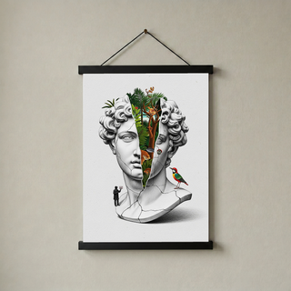 Nature Collage — Surreal Apollo Bust Wall Art Print