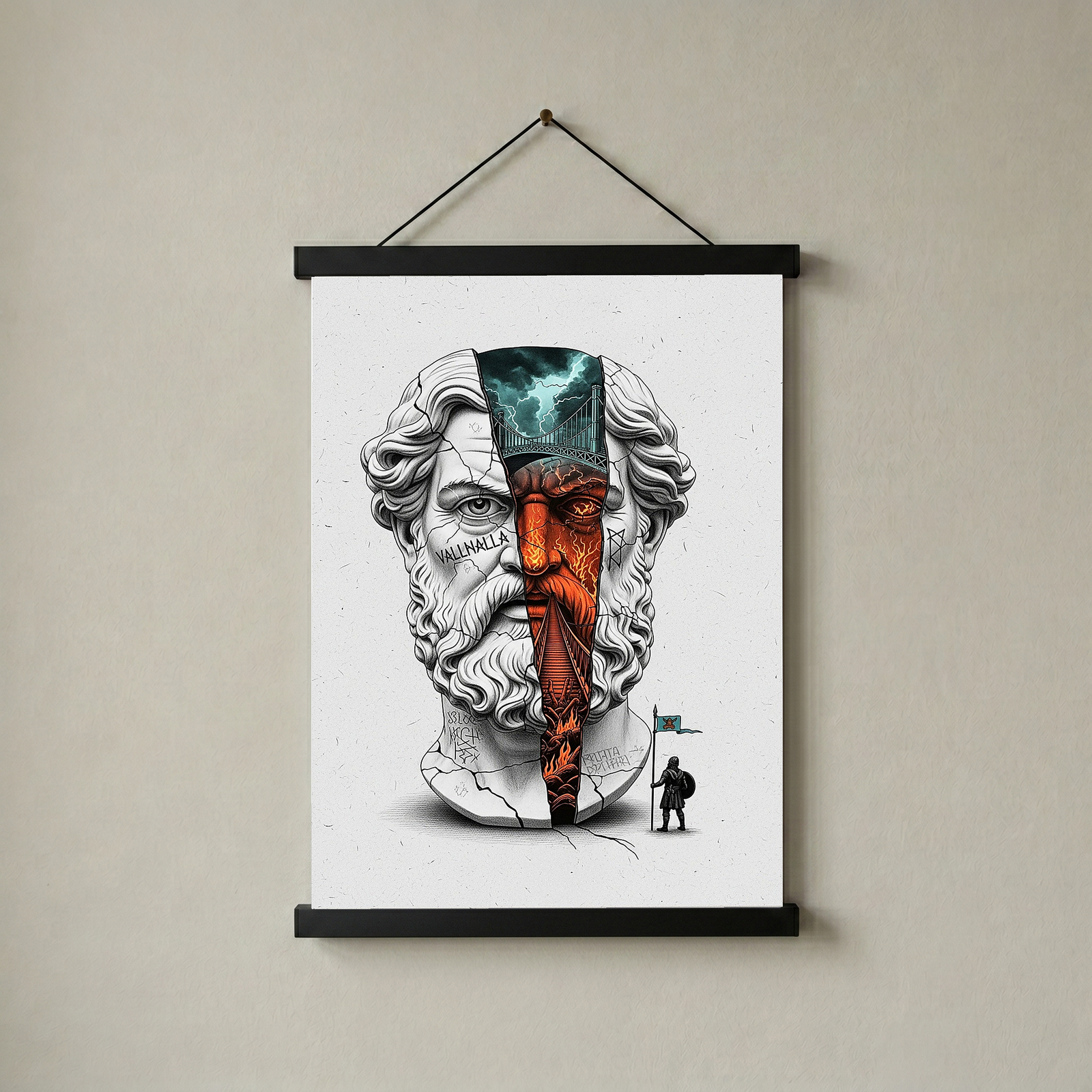 Valhalla Odin — Surreal Norse Mythology Wall Art Print