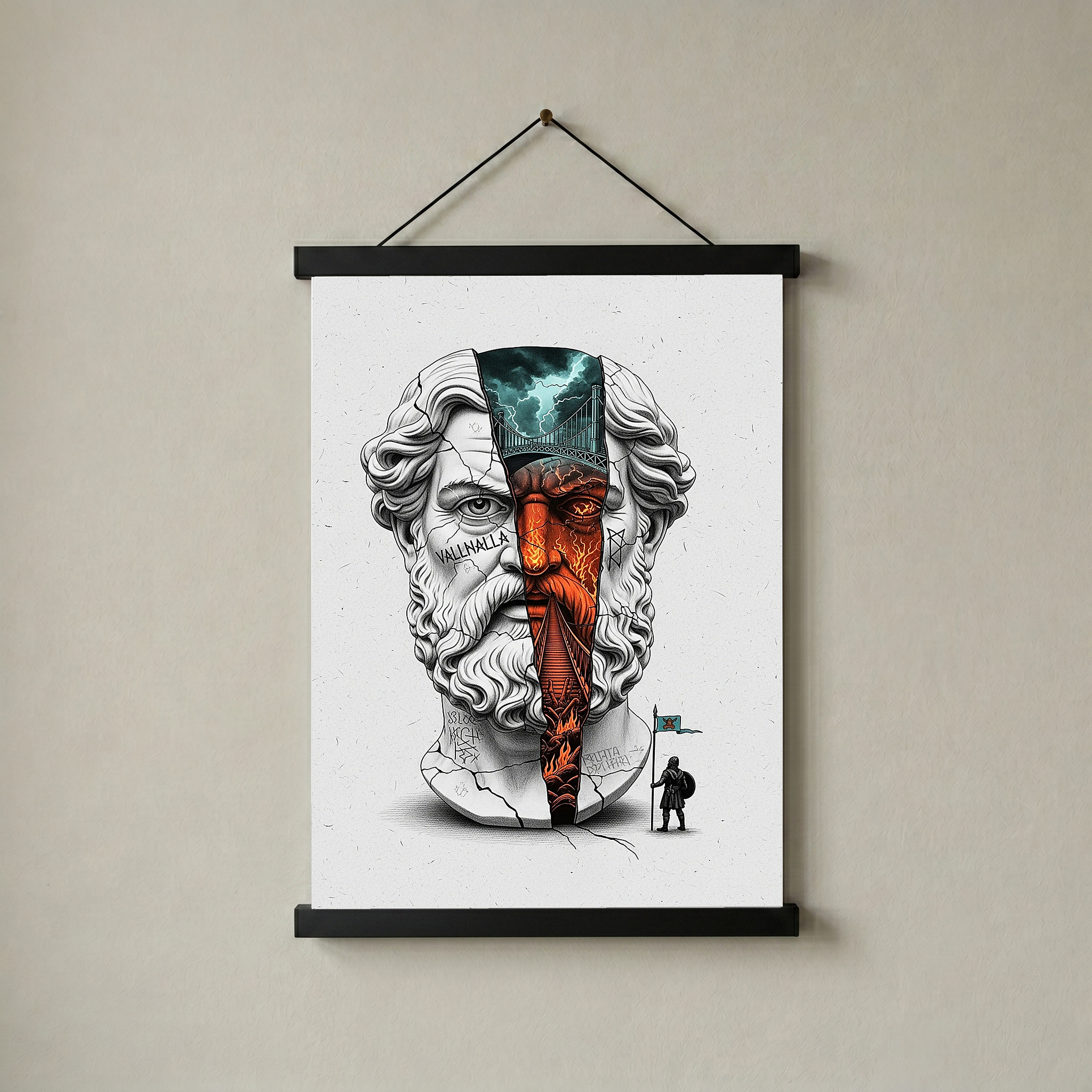 Valhalla Odin — Surreal Norse Mythology Wall Art Print