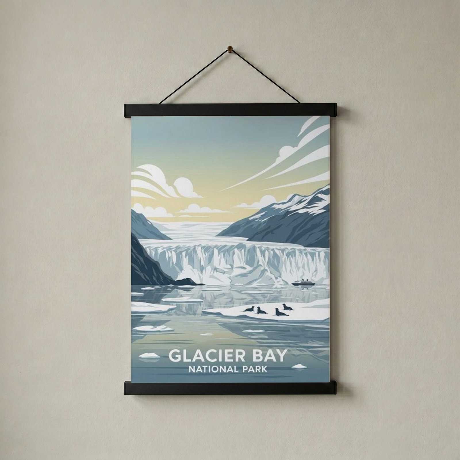 Glacier Bay National Park Poster — Vintage Alaska Tidewater Glacier Seal Print