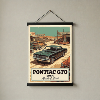 Pontiac GTO 1964 V2 Poster — Vintage Muscle Desert Junkyard Print