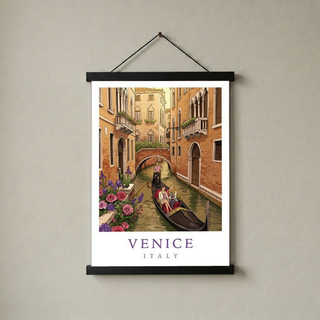 Venice Italy Travel Poster — Gondola Canal Romantic Wall Art Print