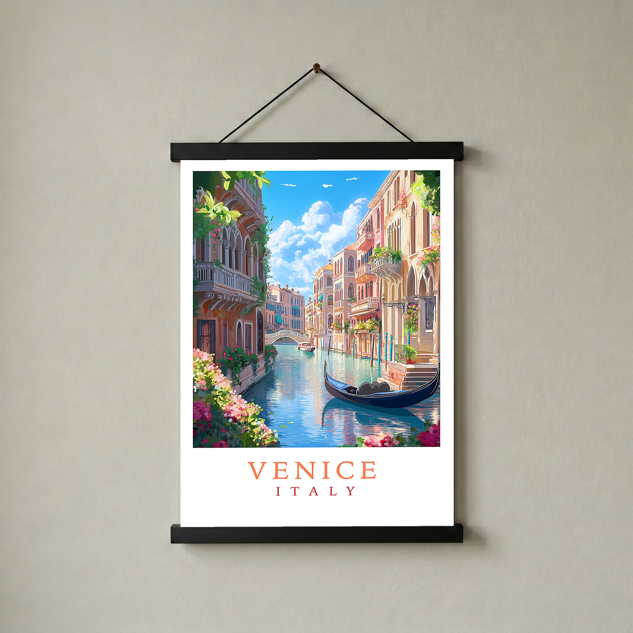 Venice Italy Travel Poster — Vintage Canal Gondola Romance Print