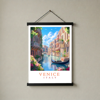 Venice Italy Travel Poster — Vintage Canal Gondola Romance Print