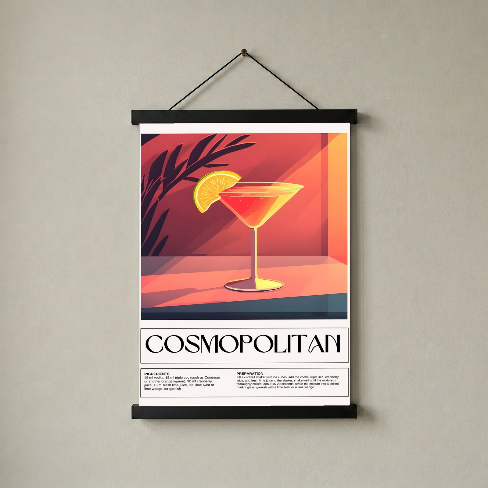 Cosmopolitan Wall Art Print — Pink Cocktail Poster