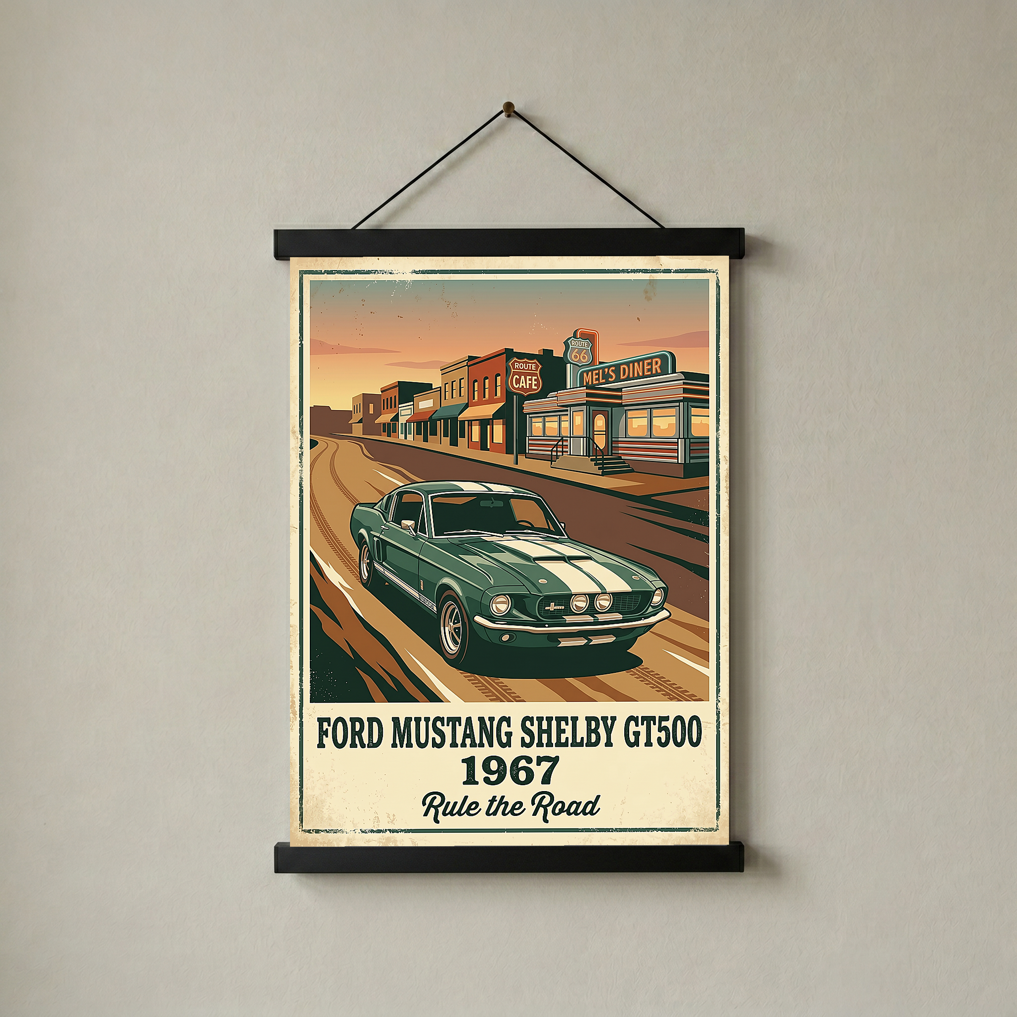 Ford Mustang Shelby GT500 1967 V3 Poster — Route 66 Vintage Diner Print