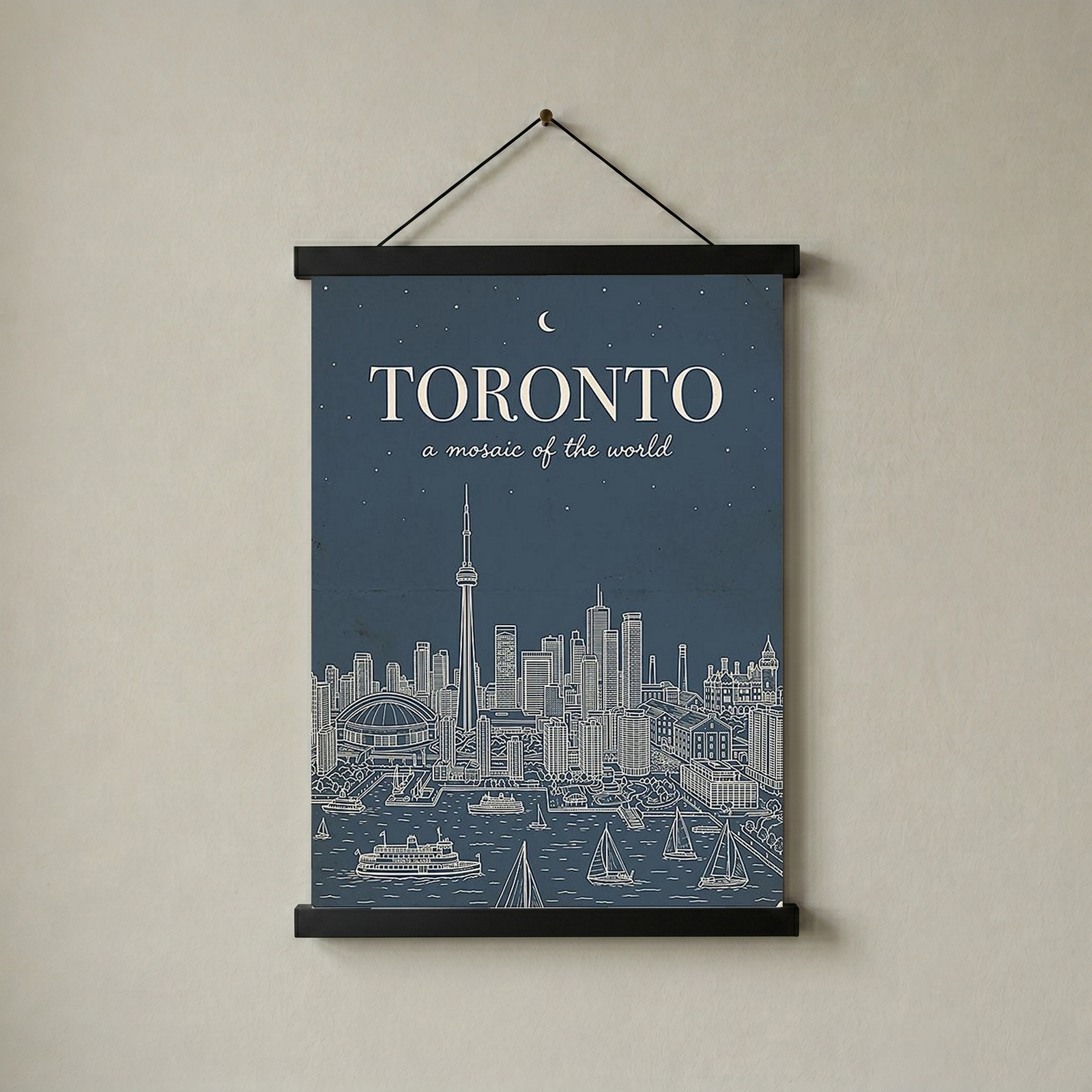 Toronto Line Art Print — Steel Navy CN Tower Skyline Harbourfront Wall Art