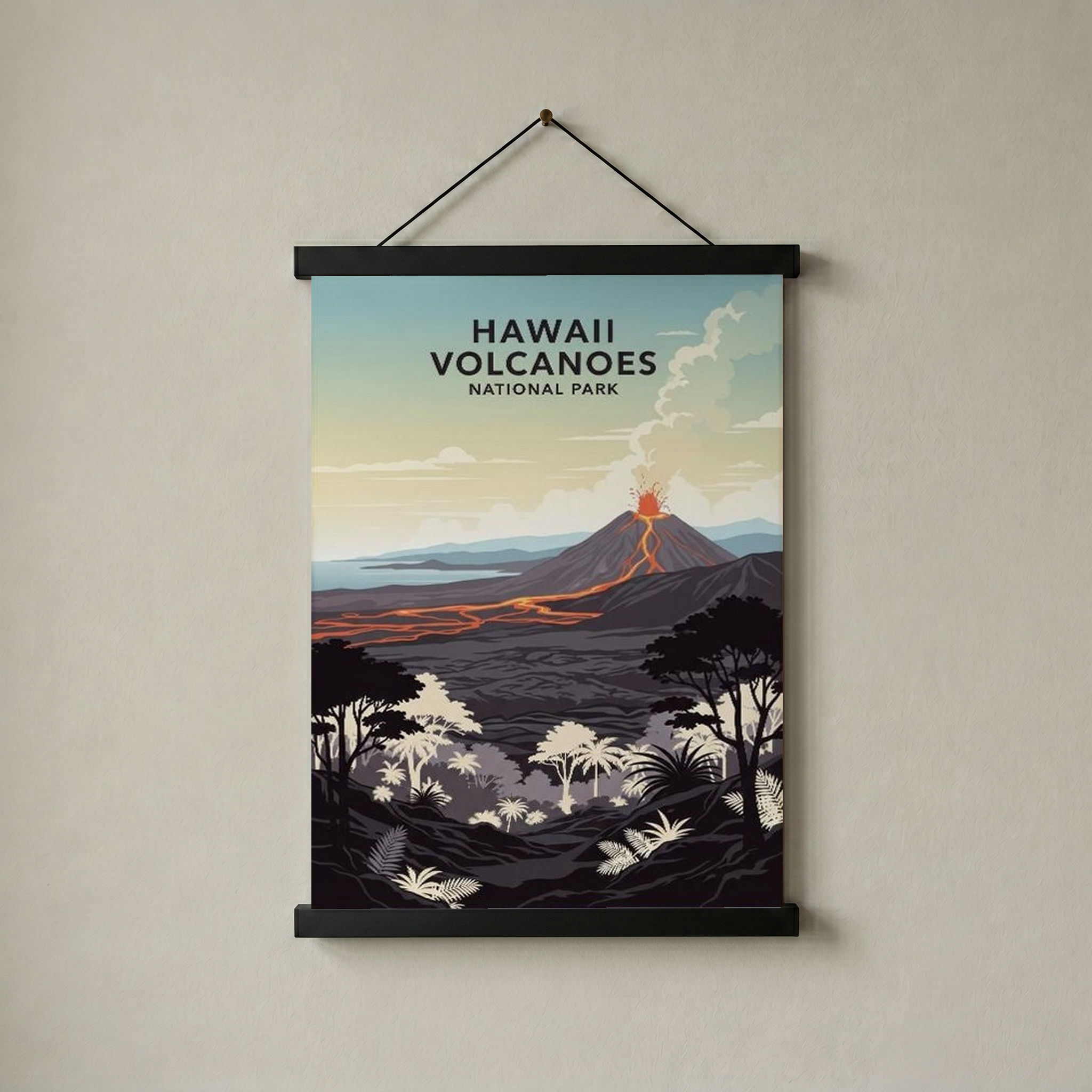 Hawaii Volcanoes National Park Poster — Vintage Kilauea Lava Tropical Print