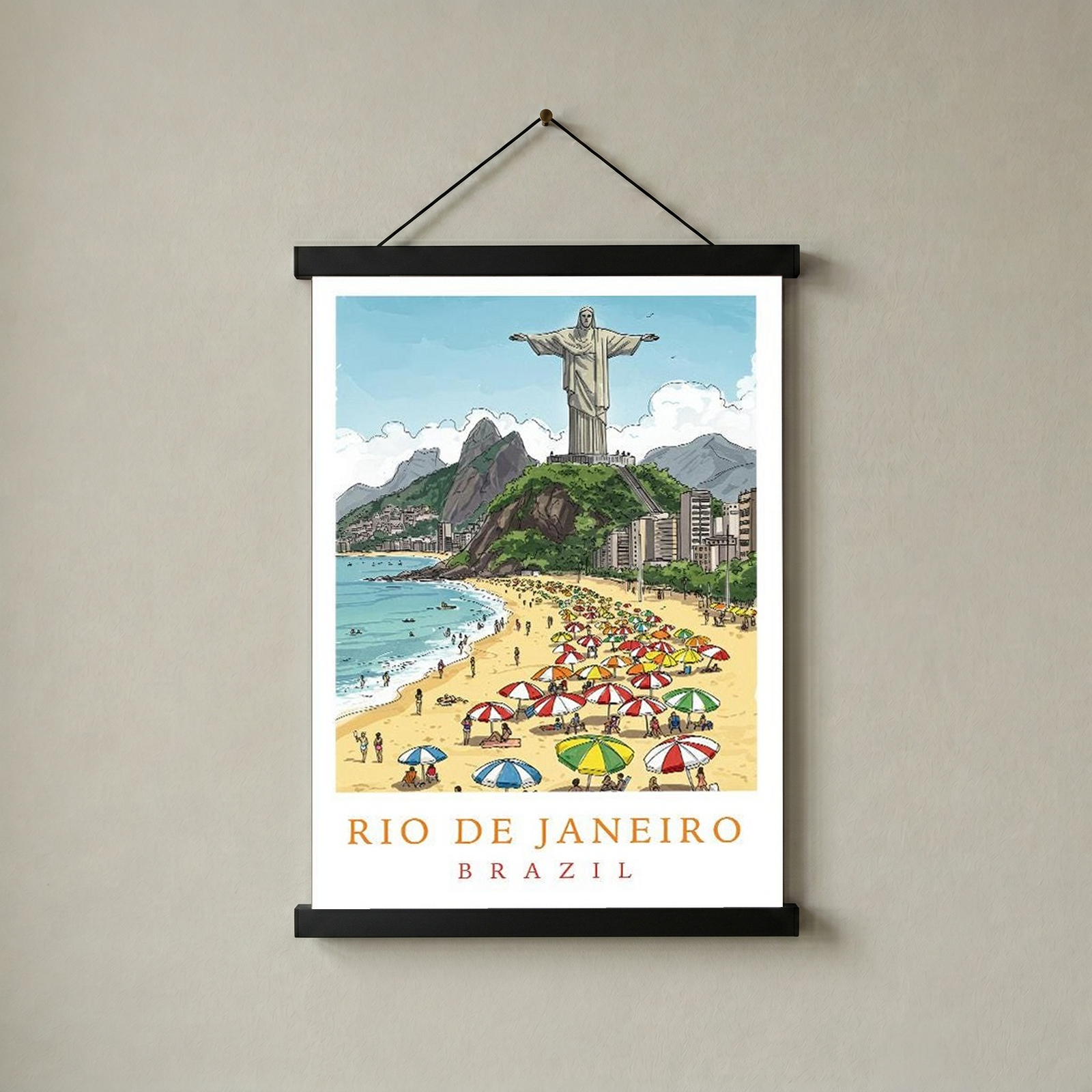 Rio de Janeiro Brazil Travel Poster — Christ Redeemer Copacabana Print