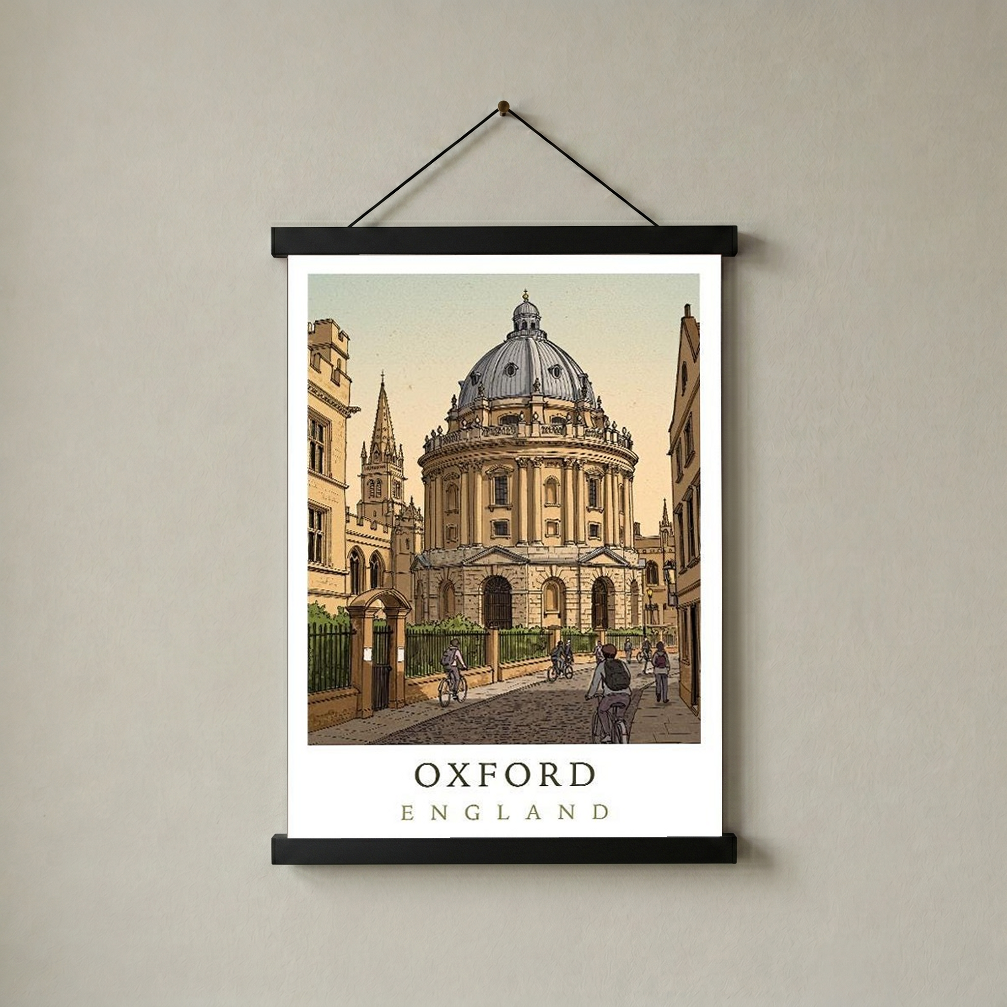 Oxford England Travel Poster — Radcliffe Camera University City Print