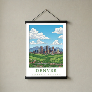 Denver Colorado Travel Poster — Rocky Mountains Mile-High Skyline Print