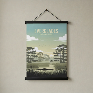 Everglades National Park Poster — Vintage Florida Alligator Cypress Print