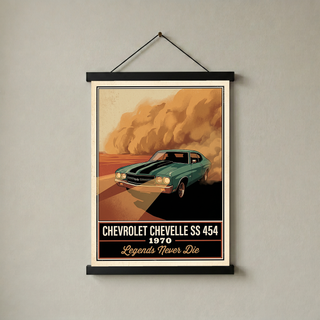 Chevrolet Chevelle SS 454 1970 V7 Dust Storm Poster — Vintage Muscle Car Action Print