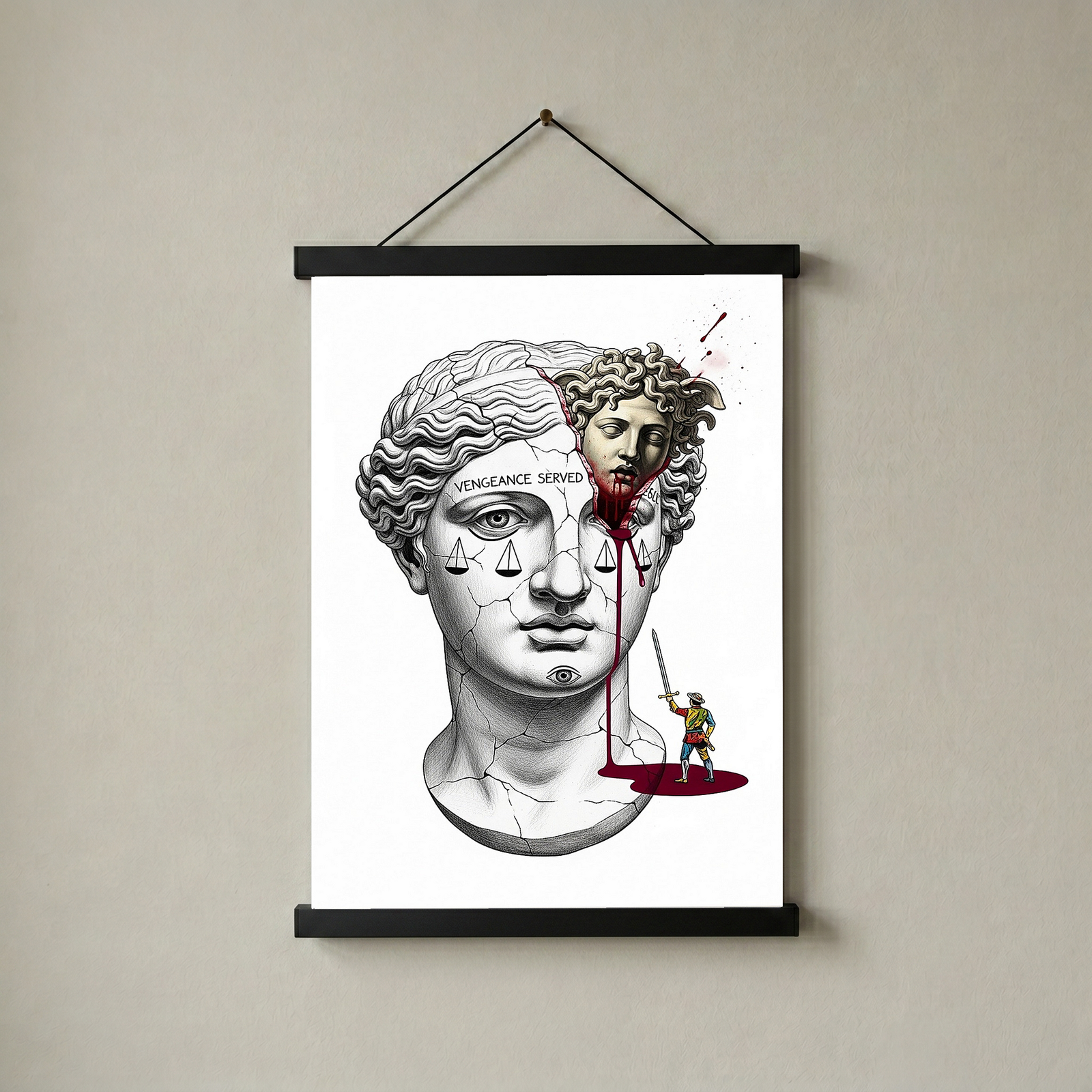 Vengeance Served Medusa — Surreal Greek Mythology Wall Art Print