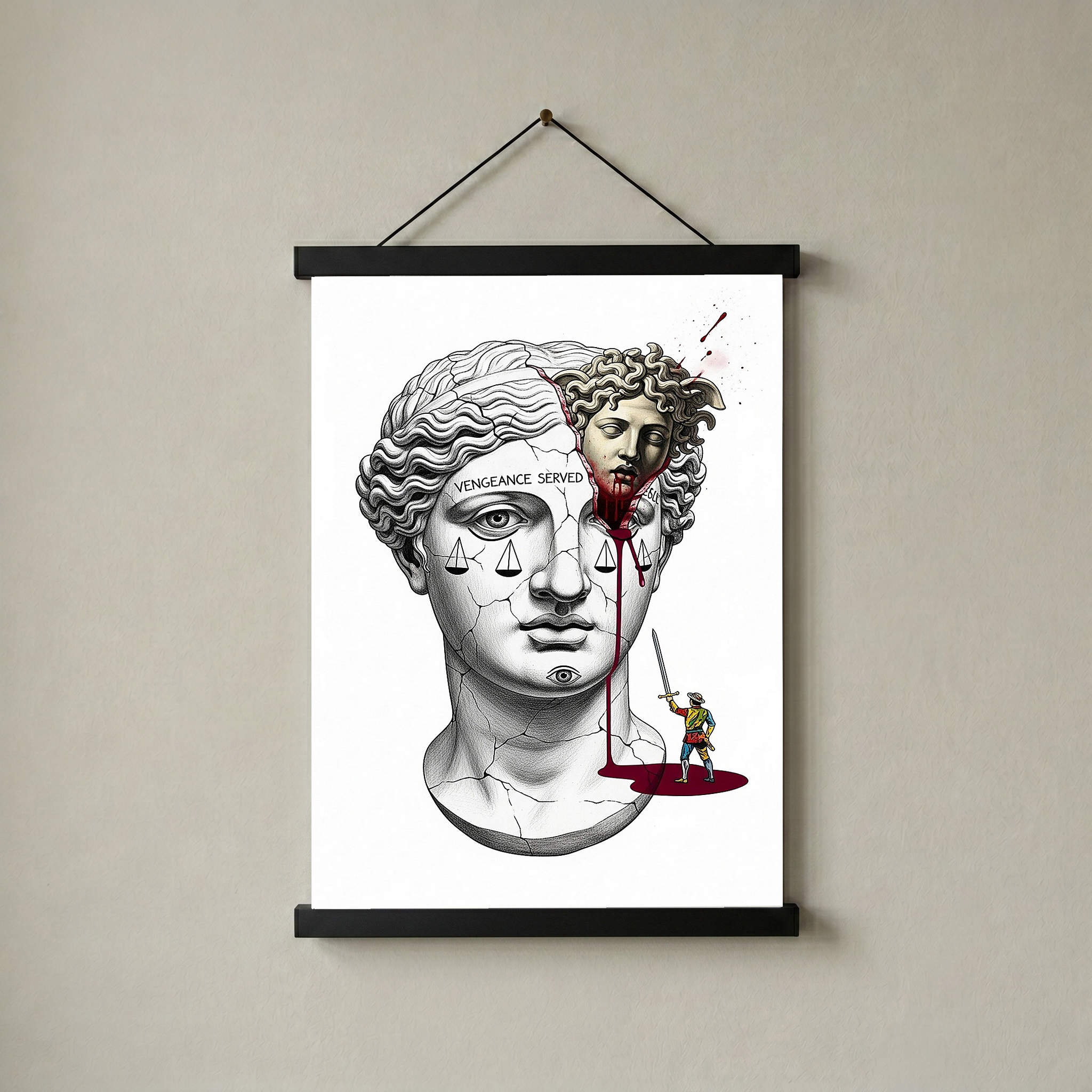 Vengeance Served Medusa — Surreal Greek Mythology Wall Art Print