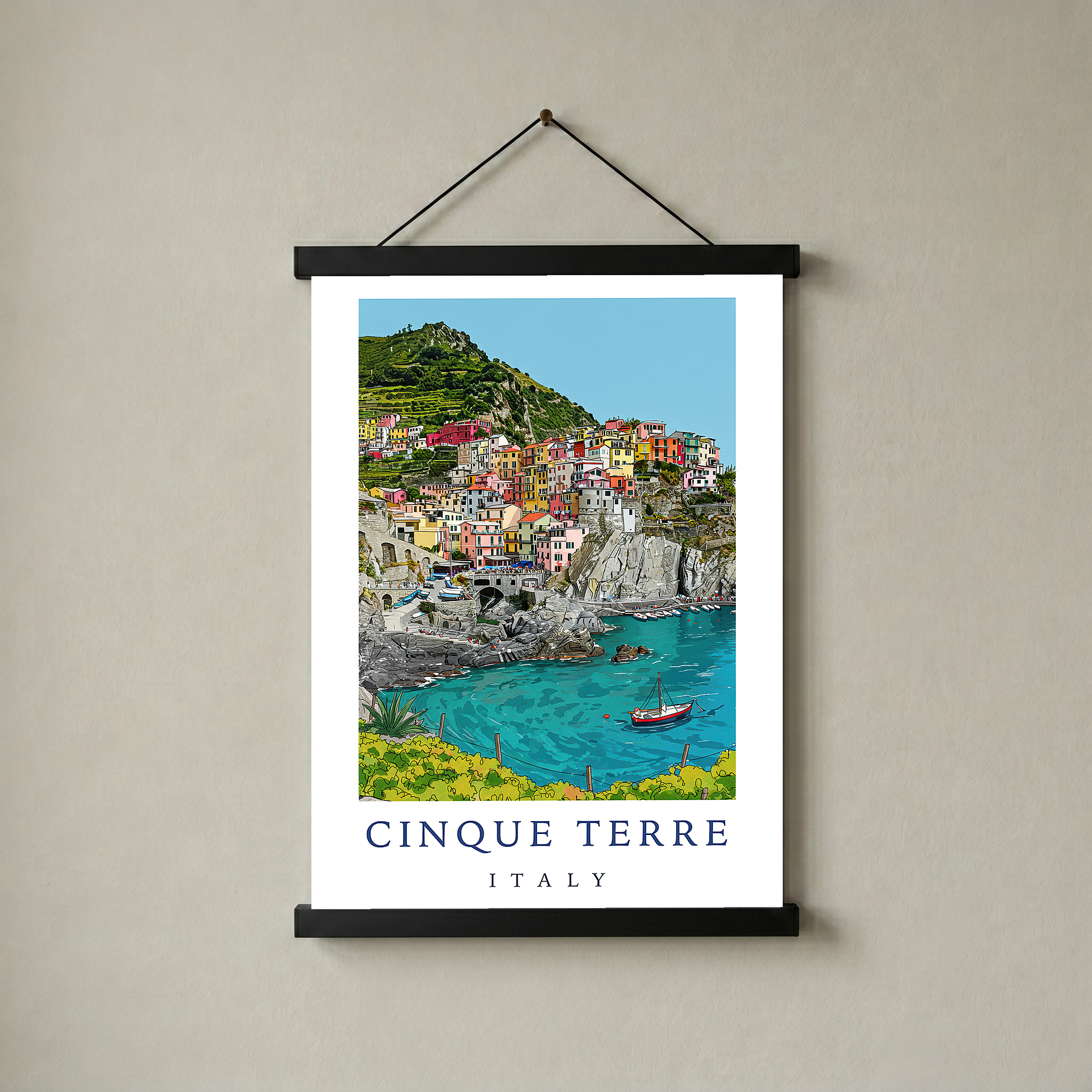 Cinque Terre Italy Travel Poster — Manarola Coastal Village Print