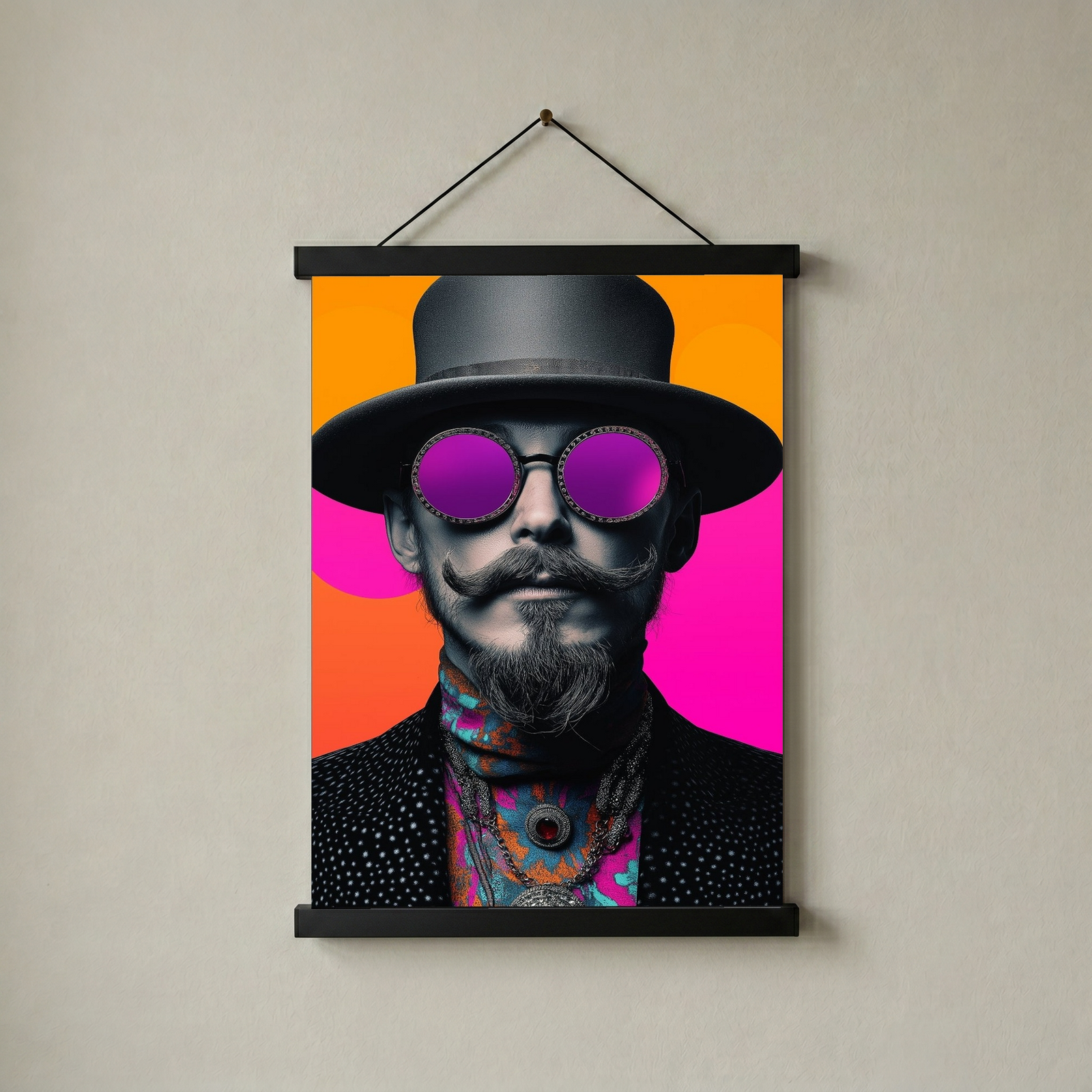 Neon Mystique Wall Art Print — Mysterious Pop Portrait Poster