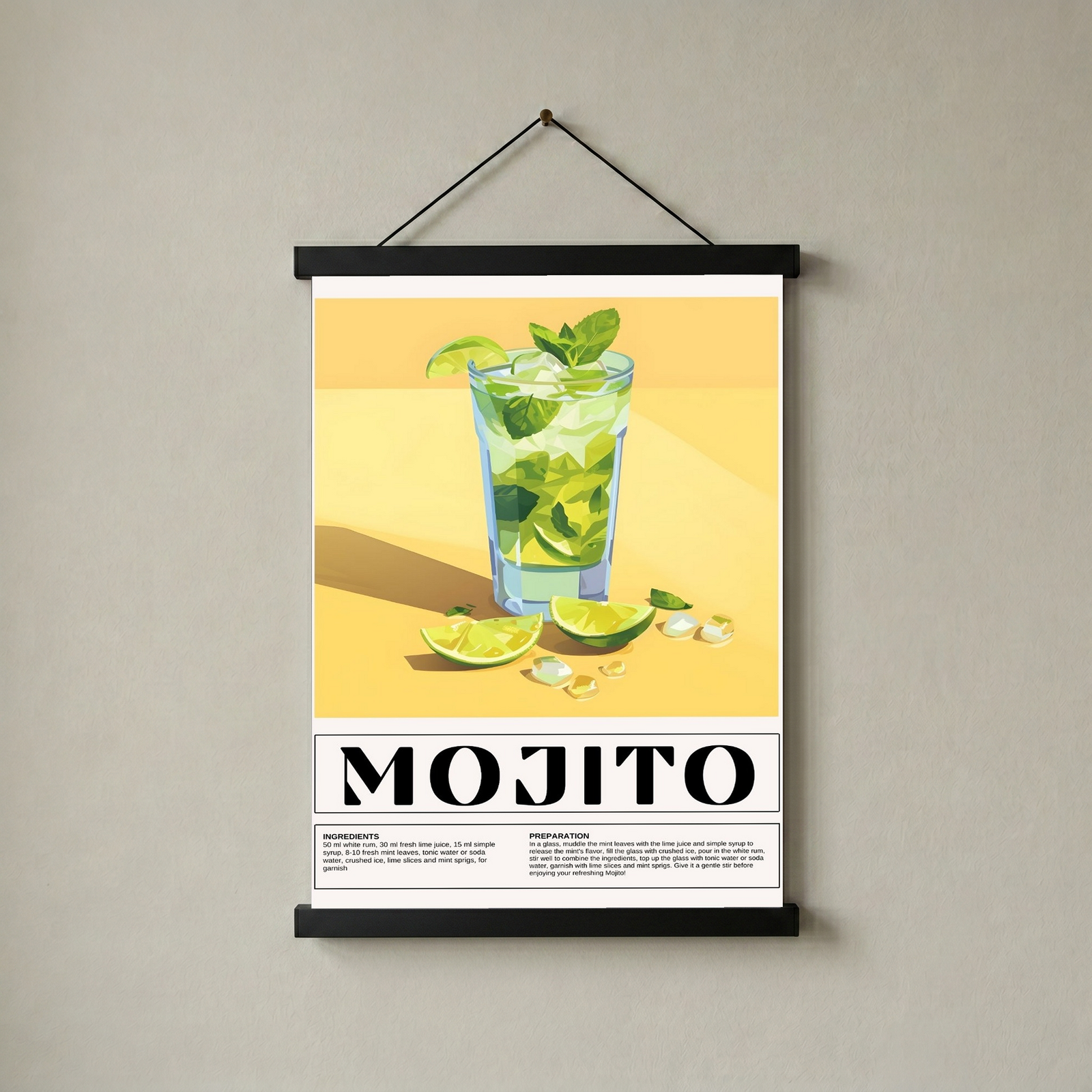 The Mojito Wall Art Print — Classic Cuban Rum Cocktail Poster