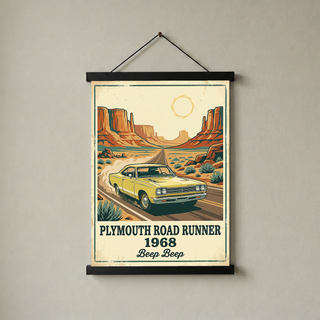 Plymouth Road Runner 1968 Poster — Vintage Muscle Car Monument Valley Print