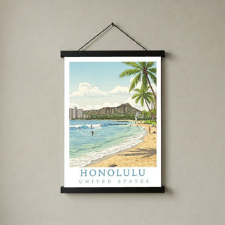 Honolulu Hawaii — Waikiki Beach Diamond Head Wall Art Print
