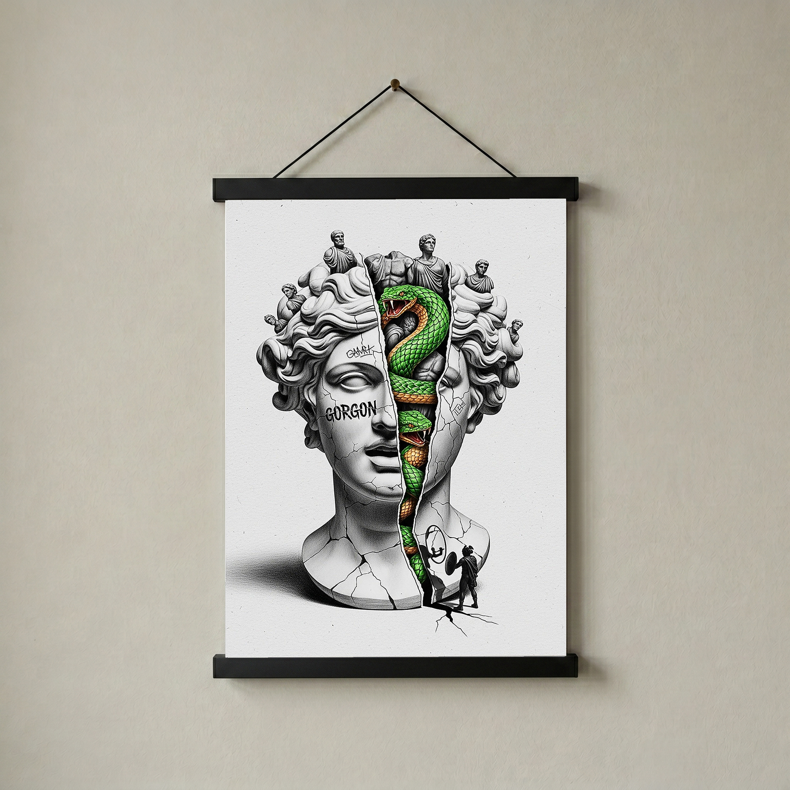 Gorgon Medusa — Surreal Apollo Bust Wall Art Print