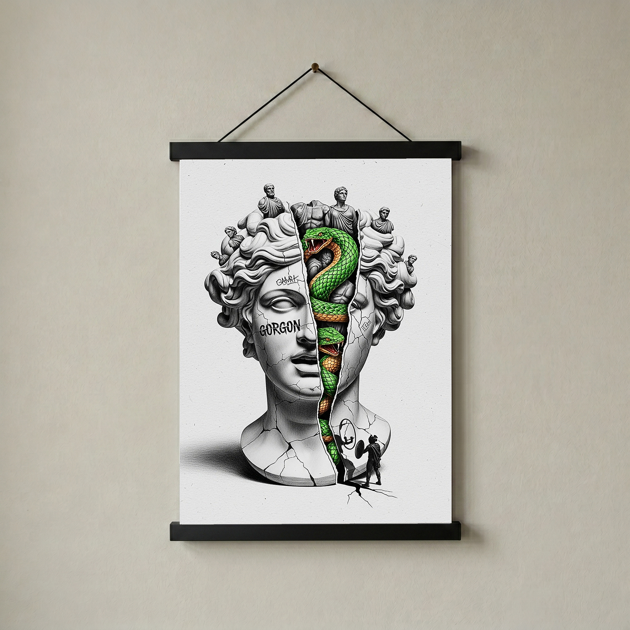 Gorgon Medusa — Surreal Apollo Bust Wall Art Print