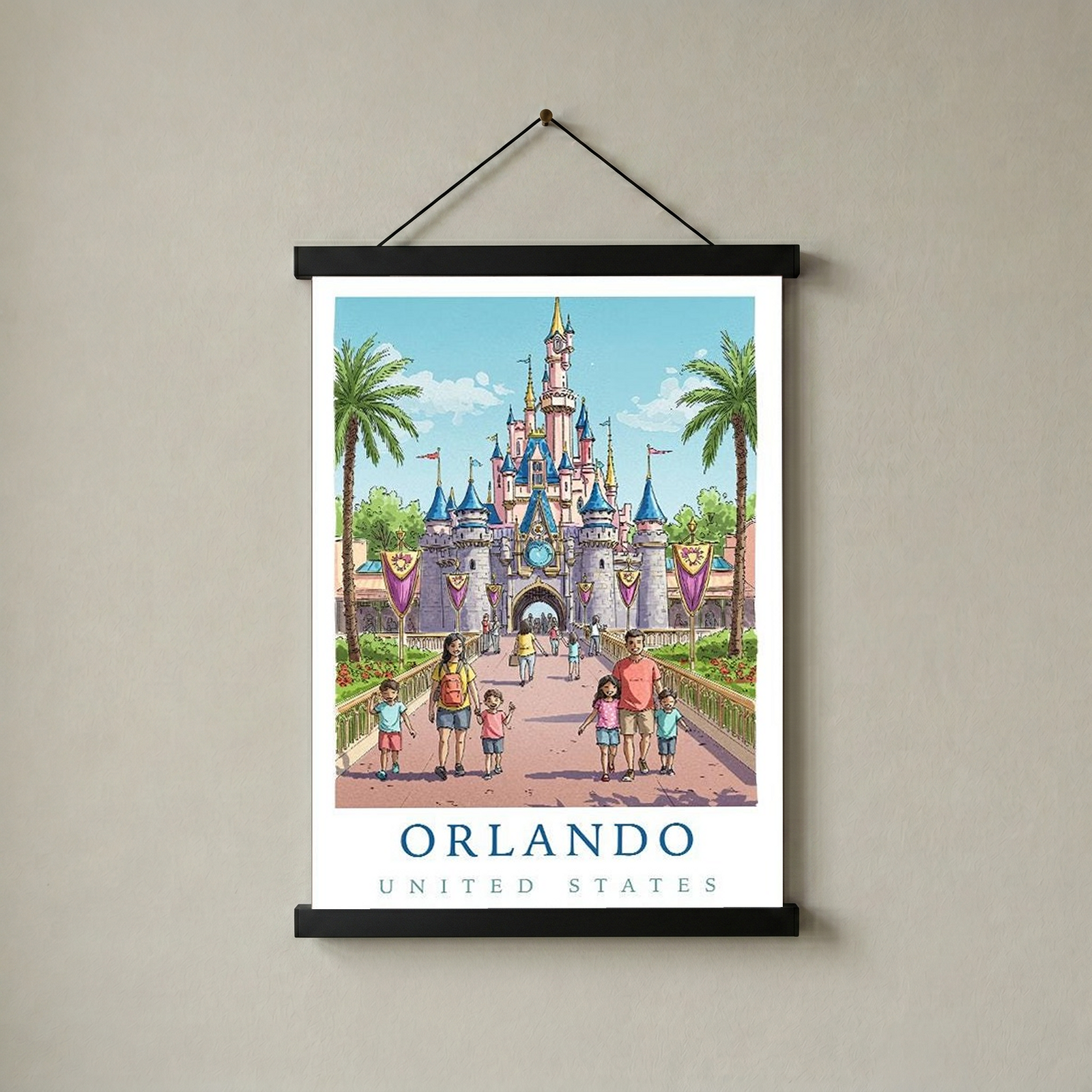 Orlando Florida Travel Poster — Fairy Tale Castle Theme Park Family Print