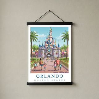 Orlando Florida Travel Poster — Fairy Tale Castle Theme Park Family Print